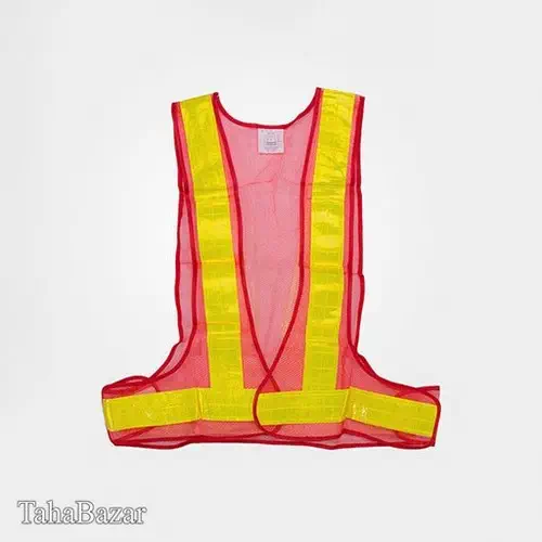 جلیقه توری شبرنگ دار قرمز ابزار ایمنی شهپر