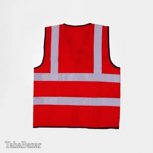 جلیقه شبرنگ دار زیپ دار سایز XL قرمز ورک ول WORKWELL