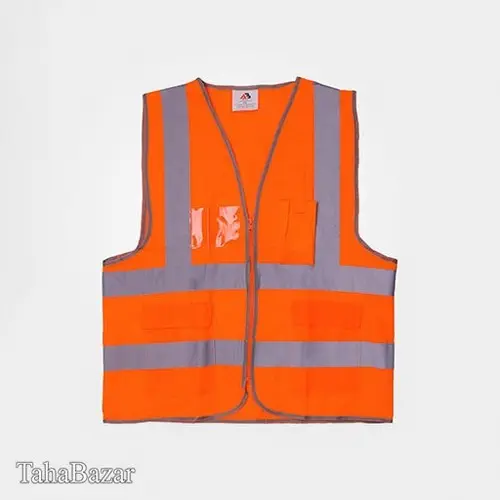 جلیقه شبرنگ دار زیپ دار AB رنگ نارنجی ابزار ایمنی شهپر