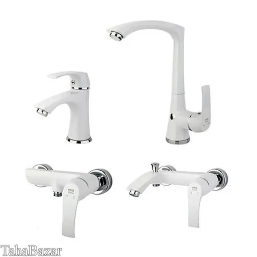 ست شیرآلات اهرمی راسان مدل لوتوس  سفید