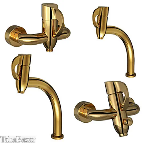 ست شیرآلات اهرمی  شودر مدل لوکا شیری طلایی