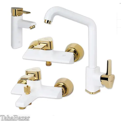 ست شیرآلات کسری مدل مهتاب سفید طلایی