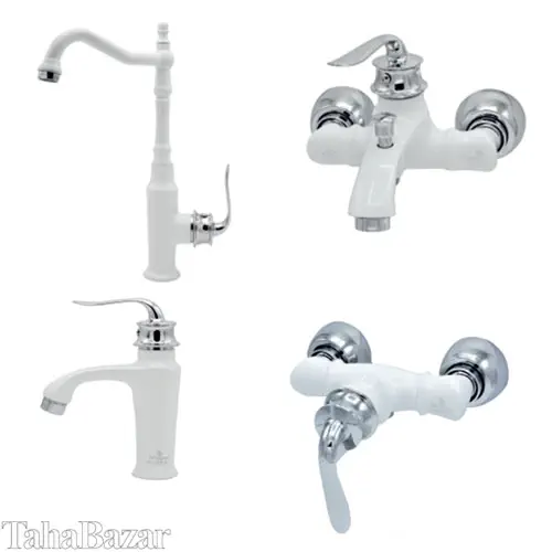 ست شیرآلات تهران برنز مدل بامبو سفید کروم