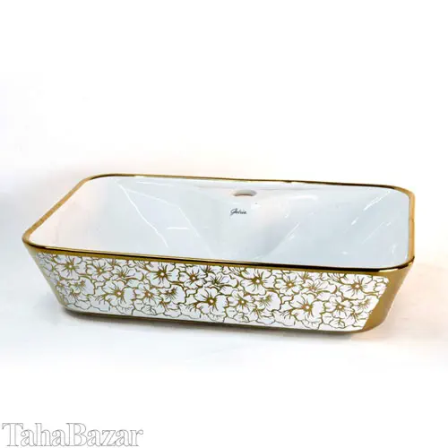 روشویی روکابینتی کوت ایران مدل homa rectangle 526 سفید طلایی