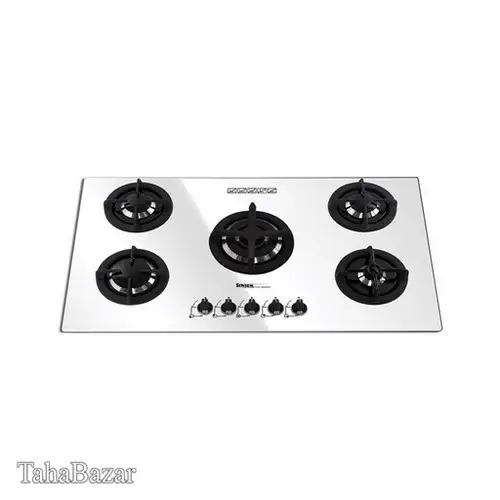 اجاق گازرو میزی پنج شعله شیشه وک سفید سینجرمدل SDG 515 W