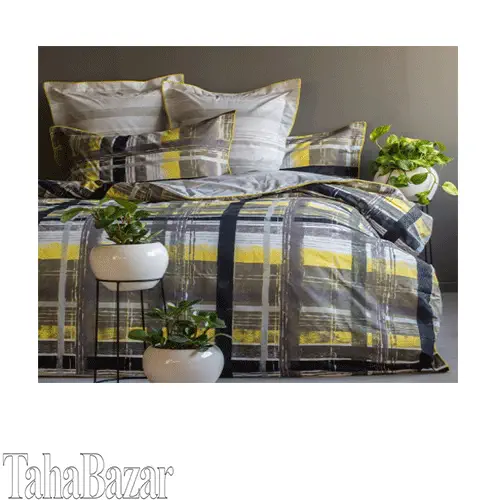 سرویس لحاف دو نفره  4 تکه کشدار 180 پاتینا زرد لایکو