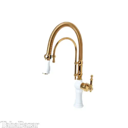 شیر ظرفشویی فنری تهران برنز مدل فلورانس سفید طلایی