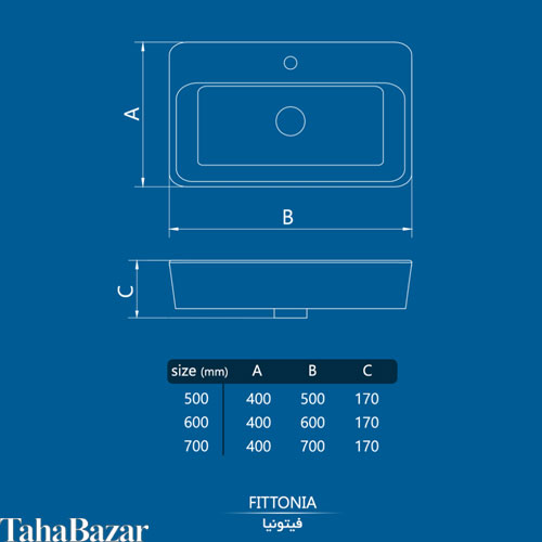 روشویی روکابینتی مدل فیتونیا 50 سانتی متر