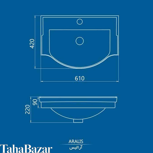 روشویی روکابینتی مدل آرالیس 60